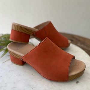 Dansko wood and suede clogs